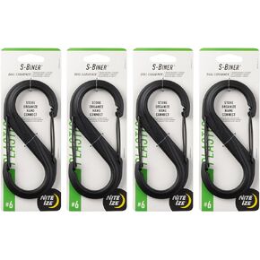 Nite Ize S-Biner Plastic Dual Carabiner - Size 6 - Black - 4 Count (4 Pack)