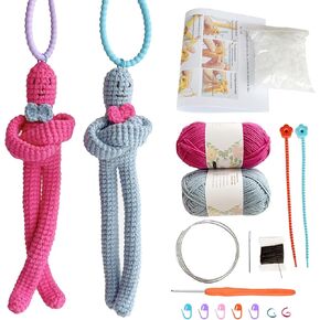 Fun Crochet Kits - Matchstick Men DIY Kits - for Beginners and Crochet Enthusiasts, with Detailed Crochet Illustrations and Video tutorials，(2Pcs,300%+ Yarn). (MT1)