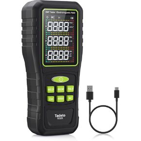 Tadeto EMF Meter، كاشف EMF، 3 في 1 شاشة LCD رقمية محمولة باليد قابلة لإعادة الشحن EMF RF كاشف الإشعاع لـ EF، RF، MF للمنزل، المكتب، الهواء الطلق، صيد الأشباح in Kuwait
