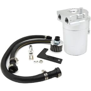 HiSport Oil Separator Reservoir Tank - Oil Catch Aluminum Can Kit Baffled with Air Filter Compatible with Ford F150 5.0/6.2/3.5EB/2.7EB 2011-2021 Expedition 2018-2020