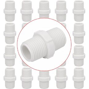 20Pack 1 Inch PVC Nipple Male Thread Coupling Adapter Connector (Male x Male) 1" PVC NPT Male Thread Coupling Pipe Fitting for Thread plumbing Pipe, Home or Industrial Use, Schedule 40