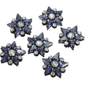 uxcell Handmade Star Beaded Patches, 6Pcs Glass Crystal Rhinestone Appliques Star Patches Appliques for Clothing DIY Sewing Accessories, Dark Blue