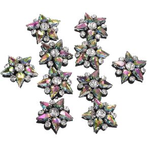 uxcell Handmade Star Beaded Patches, 10Pcs Glass Crystal Rhinestone Appliques Star Patches Appliques for Clothing DIY Sewing Accessories, Black, White