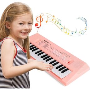 Kids Piano Keyboard, 37 Keys Electronic Piano for Kids Portable Multi-Function Musical Instruments Birthday Educational Gift Toys for 3 4 5 6 7 8 Year Old Boys Girls Children Beginner (Pink)