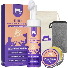Dog Paw Care Kit - Gentle No-Rinse Foaming Cleanser for All-Around Paw Cleaning - Dog Paw Pad Balm for Soothing Dry Paws & Noses - Paw Cleaner kit for Dogs and Cats