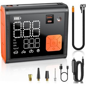 منفاخ إطارات محمول، 150 رطل لكل بوصة مربعة مزدوجة الأسطوانة، منفاخ إطارات محمول أسرع 3 مرات، مضخة هواء محمولة وضع الطاقة المزدوجة 28000 مللي أمبير في الساعة لإطارات السيارات وإطارات الدراجات النارية وإطارات الدراجات والكرات وما إلى ذلك in Kuwait