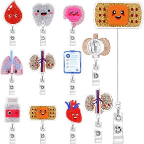 9pcs Nurse Badge Reel Nurse Retractable Badge Holder Bling Glitter Scrub Life Badge Reel Scrub Life ID Name Badge Holder Nursing Name Badge Reel with Alligator Clip for Office Nurses Doctors (Newborn)