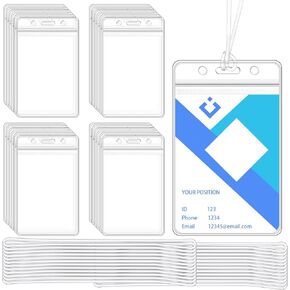 200-Piece Set of Clear Plastic Luggage and Badge Tag Holders, Ideal for ID Cards - Comes with 200 Matching Luggage Tag Loop Straps, Perfect Office, Business, and Travel Supplies