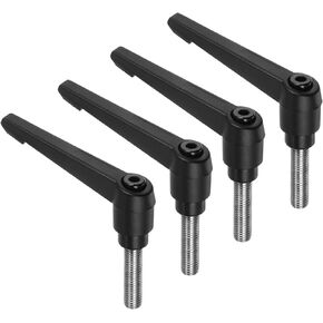 uxcell 4pcs Clamping Lever Handles, M10 x 35mm 304 Stainless Steel Threaded Male Stud, Adjustable Handles Locking Quick Release Ratchet Push Button Bolt Knobs, Black