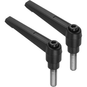 uxcell 2pcs Clamping Lever Handles, M8 x 20mm 304 Stainless Steel Threaded Male Stud, Adjustable Handles Locking Quick Release Ratchet Push Button Bolt Knobs, Black