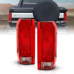 AmeriLite Red Replacement Tail Light Assembly Set for Ford Bronco / F150 F250 F350 Styleside Pickup - Driver and Passenger Side
