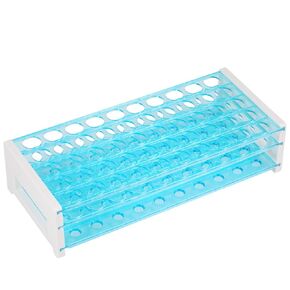 Annhua Plastic Test Tube Rack for 16mm Tubes Lab Tube Stand, Holds 50, Tube Tolder Tray Test Tube Vial Shot Glasses Holder Rack, Rack Only - Detachable (Single)
