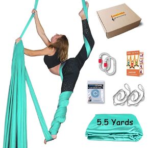 Aerial Yoga Hammock 5.5 Yards Aerial Silks for Home Premium Nylon Silk for Gymnastics Fitness Anti-Gravity Flying Kit Include Hardware in Kuwait