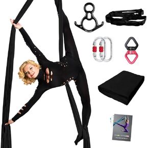 PRIOR FITNESS Aerial Silks Set, Professional Thicker Low Stretch Fabric 9/15/20 Yards Aerial Silk Swing Set with Hardware Guide, Yoga Starter Kit For Home, Aerial Yoga Hammock, Silks for Gymnastics, Antigravity Yoga, Inversion Exercise-All Levels