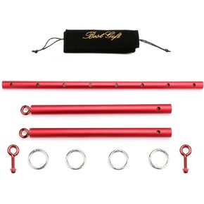 TMEOIIPY Expandable Red Pilates Spreader Bar Set Sports with Flocking Bag Aid Training Fitness Gear,Home Gyms Yoga Gifts