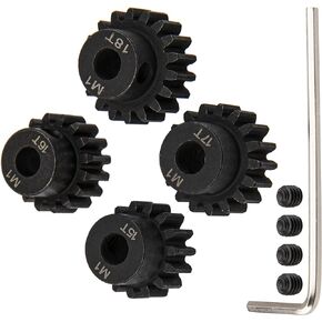 ShareGoo Mod 1 Hardened Steel M1 Pinion Gear Sets 15T 16T 17T 18T fit 5mm RC Motor Shaft Compatible with Arrma Traxxas Axial HSP Redcat Losi 1/8 1/10 Scale RC Car Truck Buggy