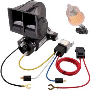 2 Pack Train Horn for Car 12V 150db Loud Truck Horn Car Horn Electric Snail Air Horn Kit with Relay Harness for Vehicles Motorcycle Boat Ship(Black)