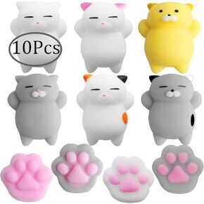 Outee 5-12 Pcs Mochi Animals Toys Cute Mochi Cat Stress Relief Toys Mochi Animals Party Favors for Kids Mini Animals Cat Easter Gifts for Kids Adults