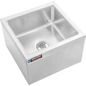 DuraSteel Stainless Steel Floor Mount Mop Sink/Basin with Sink Drainage/Strainer - NSF Certified - 19" W x 22" L x 12" H (Commercial kitchen, Restaurant, Business, Garages, Basements)
