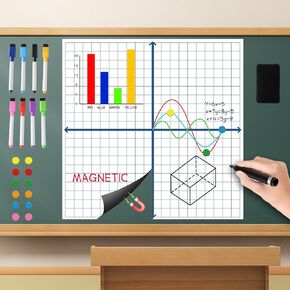 Magnetic XY Coordinate Dry Erase Grid, 35" x 35" Inches, Dry Erase Graph Board, Magnetic Coordinate Plane for White Board, Teacher Math Classroom Must Haves, School Classroom Office Supplies