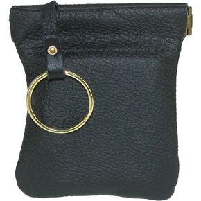 CTM® Men's Leather Key Case Coin Pouch Wallet, Black