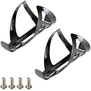 PERGEAR Black Carbon Fiber Lightweight Bicycle Water Bottle Cage for Cycling - Pack of 2