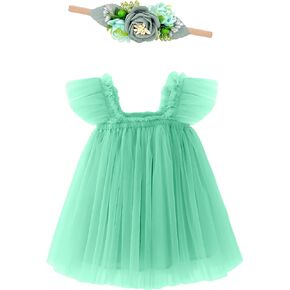 Baby Girl First Birthday Dress Smash Cake 1st Birthday Outfit with Flower Headband