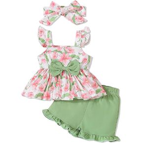 Toddler Baby Girls Summer Clothes Infant Outfits Tank Top Shirt Cute Shorts Set in Kuwait