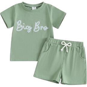 Twopumpkin Baby and Toddler Girl Boy Big Sister Little Sister Brother Matching Outfits Romper/T Shirt Shorts Summer Clothes