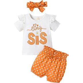 شقيقة مطابقة الزي قصيرة الأكمام BIG SIS قمم تي شيرت LIL SIS السروال القصير طفل الفتيات السراويل الملابس مجموعة