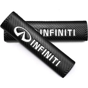 2 Pack Car Seat Belt Pads Cover Comfortable Driving, Carbon Fiber Seat Belt Shoulder Strap Covers Harness Pad for Infiniti Interior Accessories, Compatible with Adults Youth Kid Black