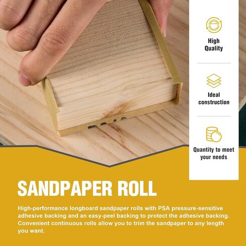 180-Grit 2-3/4in x 20 Yards Longboard Sandpaper Roll PSA Sandpaper | Self Adhesive Longboard Sandpaper For Automotive & Woodworking Air File Long Board Sanders, Hand Sanding Blocks in Saudi Arabia