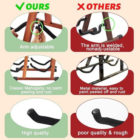 حامل جيتار مزدوج من MOREYES، حامل جيتار خشبي على الأرض للقيثارات المتعددة، القيثارات الصوتية، الجهير، الجيتار الكهربائي، حامل جيتار صوتي قابل للطي على شكل حرف A، سهل التجميع، محمول للسفر in Kuwait