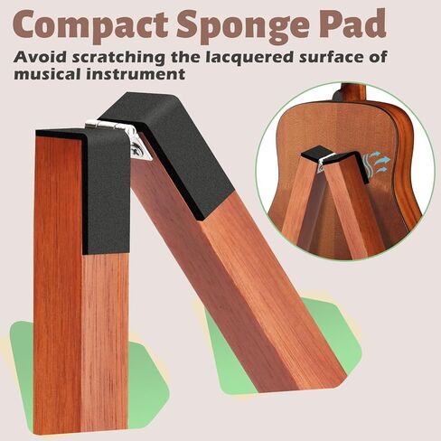 حامل جيتار مزدوج من MOREYES، حامل جيتار خشبي على الأرض للقيثارات المتعددة، القيثارات الصوتية، الجهير، الجيتار الكهربائي، حامل جيتار صوتي قابل للطي على شكل حرف A، سهل التجميع، محمول للسفر in Kuwait