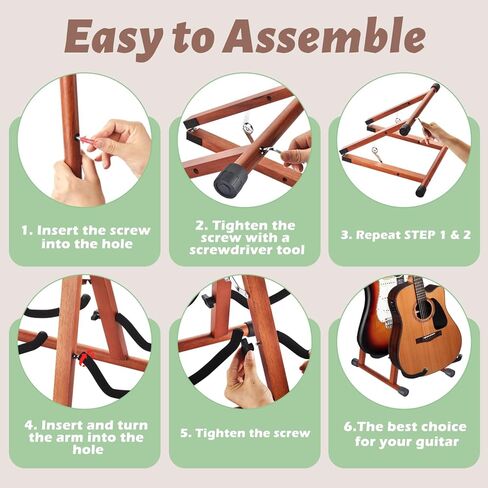 حامل جيتار مزدوج من MOREYES، حامل جيتار خشبي على الأرض للقيثارات المتعددة، القيثارات الصوتية، الجهير، الجيتار الكهربائي، حامل جيتار صوتي قابل للطي على شكل حرف A، سهل التجميع، محمول للسفر in Kuwait