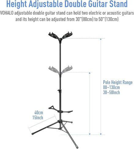 Guitar Stand Adjustable for Acoustic, Electric, Bass Guitars and Banjos, Black (Double) in Saudi Arabia