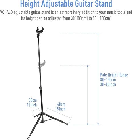 حامل جيتار قابل للتعديل للجيتار الصوتي والكهربائي والباس والبانجو، أسود (مزدوج) in Kuwait