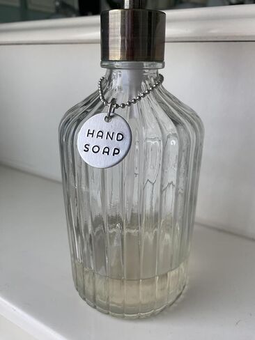3 Piece Soap Dispenser Labels - Hand, Dish & Lotion Bottle Tag Set - Hand-Stamped Brass or Aluminum, Silver/Gold Color - Guest Bathroom & Kitchen Organization (Aluminum (Silver)) in Saudi Arabia