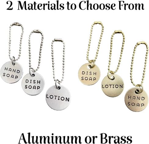 3 Piece Soap Dispenser Labels - Hand, Dish & Lotion Bottle Tag Set - Hand-Stamped Brass or Aluminum, Silver/Gold Color - Guest Bathroom & Kitchen Organization (Aluminum (Silver)) in Saudi Arabia