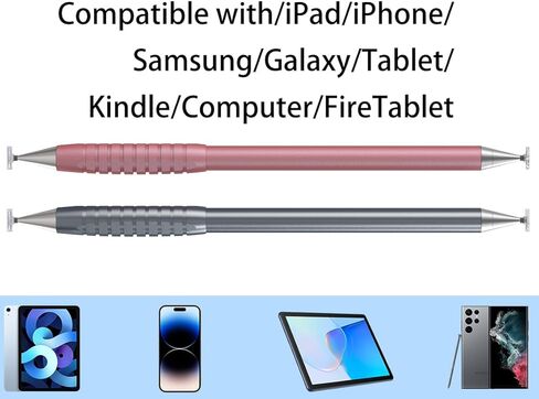 أقلام لمس 2 في 1 لأجهزة iPad، وشاشات اللمس العالمية عالية الحساسية والدقة، قلم ذو طرف سعوي عالي الحساسية لأجهزة Samsung/Galaxy/الكمبيوتر اللوحي/Kindle/الكمبيوتر/FireTablet (عبوة من قطعتين) in Kuwait