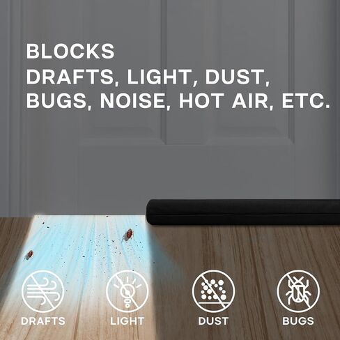Door Draft Stopper, 36 inch Black Under Door Bottom Gap Draft Noise Blocker, Adjustable Double(Twin) Door Seal Protector Guard for Cold Air, Wind, Sound, Light, Dust in Saudi Arabia