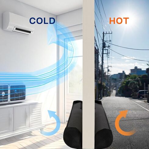 Door Draft Stopper, 36 inch Black Under Door Bottom Gap Draft Noise Blocker, Adjustable Double(Twin) Door Seal Protector Guard for Cold Air, Wind, Sound, Light, Dust in Saudi Arabia