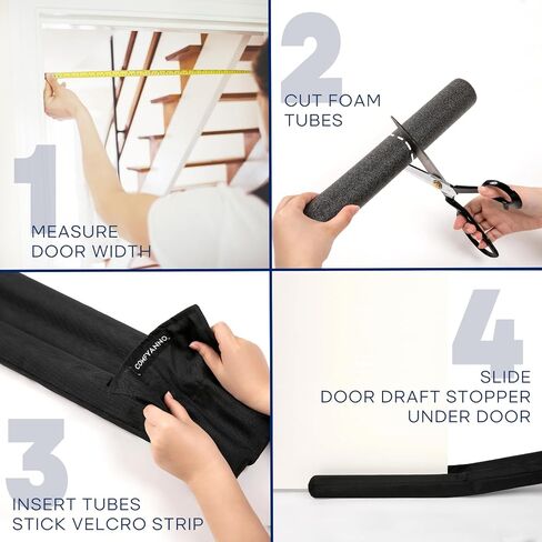 Door Draft Stopper, 36 inch Black Under Door Bottom Gap Draft Noise Blocker, Adjustable Double(Twin) Door Seal Protector Guard for Cold Air, Wind, Sound, Light, Dust in Saudi Arabia