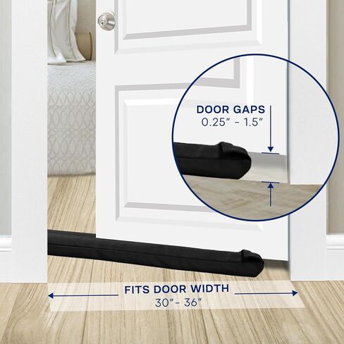 Door Draft Stopper, 36 inch Black Under Door Bottom Gap Draft Noise Blocker, Adjustable Double(Twin) Door Seal Protector Guard for Cold Air, Wind, Sound, Light, Dust in Saudi Arabia
