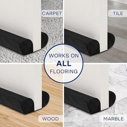 Door Draft Stopper, 36 inch Black Under Door Bottom Gap Draft Noise Blocker, Adjustable Double(Twin) Door Seal Protector Guard for Cold Air, Wind, Sound, Light, Dust in Saudi Arabia