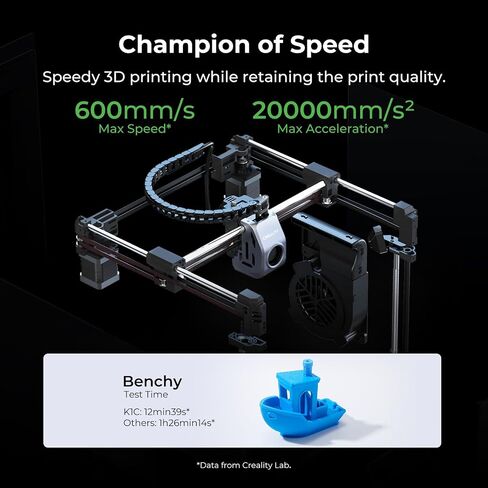Creality K1C 3D Printer, 600mm/s Fast Speed Clog-Free Extruder Auto Leveling 3D Printers with AI Camera for 300°C Printing, Switchable Silent Mode Reliable Carbon Fiber 3D Printing 220 * 220 * 250mm in Saudi Arabia