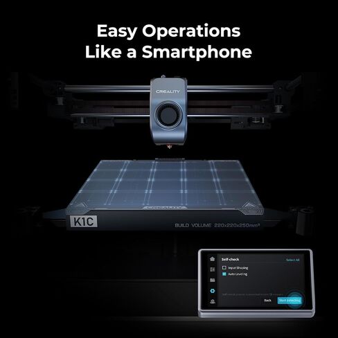 Creality K1C 3D Printer, 600mm/s Fast Speed Clog-Free Extruder Auto Leveling 3D Printers with AI Camera for 300°C Printing, Switchable Silent Mode Reliable Carbon Fiber 3D Printing 220 * 220 * 250mm in Saudi Arabia