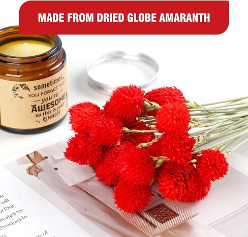 Dried Globe Amaranth Flower with Wheat Straw Natural - 40PCS Bouquet for Vase Home Decor Party DIY Arrangement (Orange) in Saudi Arabia