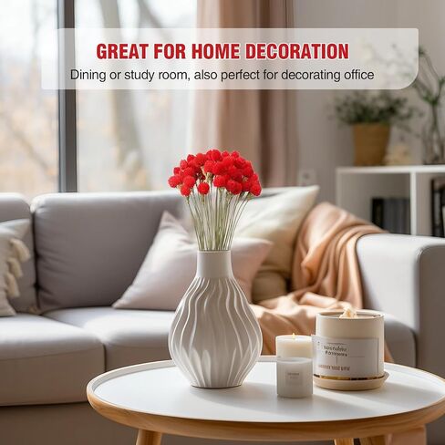 Dried Globe Amaranth Flower with Wheat Straw Natural - 40PCS Bouquet for Vase Home Decor Party DIY Arrangement (Orange) in Saudi Arabia
