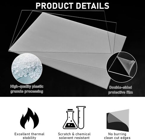 Roowest Thick Clear Acrylic Sheet Plastic Sheet Cut to Size Acrylic Board Panel for Craft Engraving Acrylic Display(36 x 36 Inch, 1/4 Inch, 2 Pcs) in Saudi Arabia